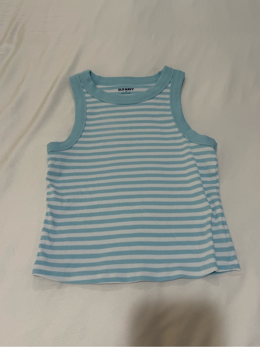 Old Navy Light Blue & White Striped Tank Top